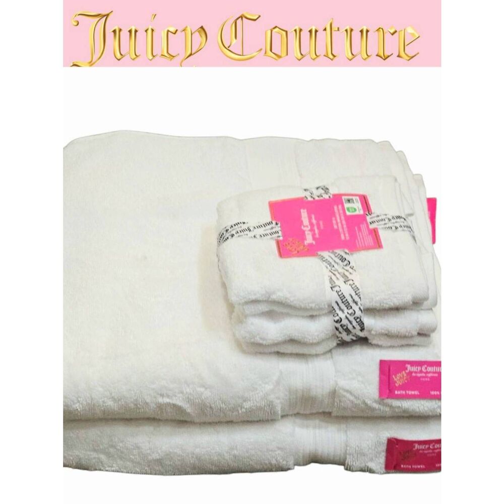 Juicy Couture Home Plush Oversized Bath Towel Set- White
